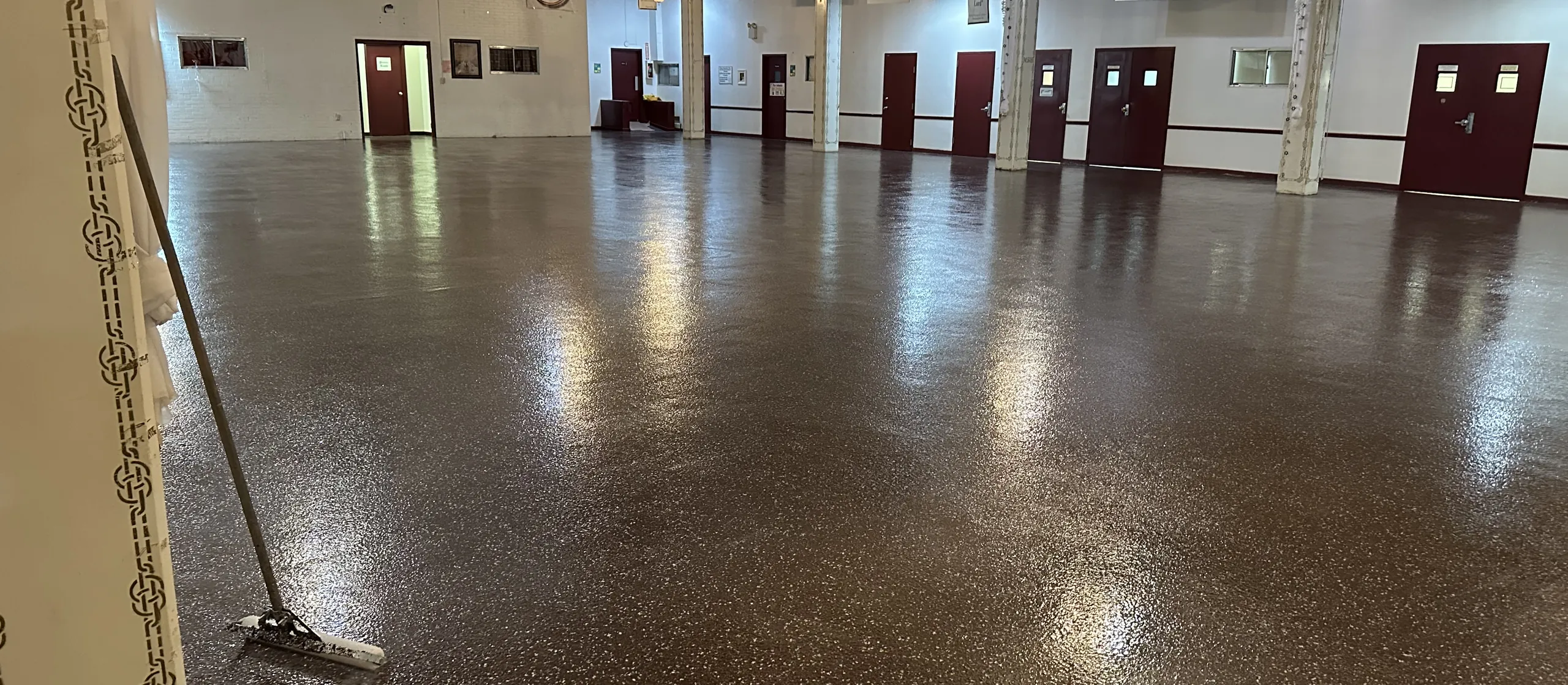 Coated flake floor in a Philadelphia church banquet hall by Liberty Epoxy