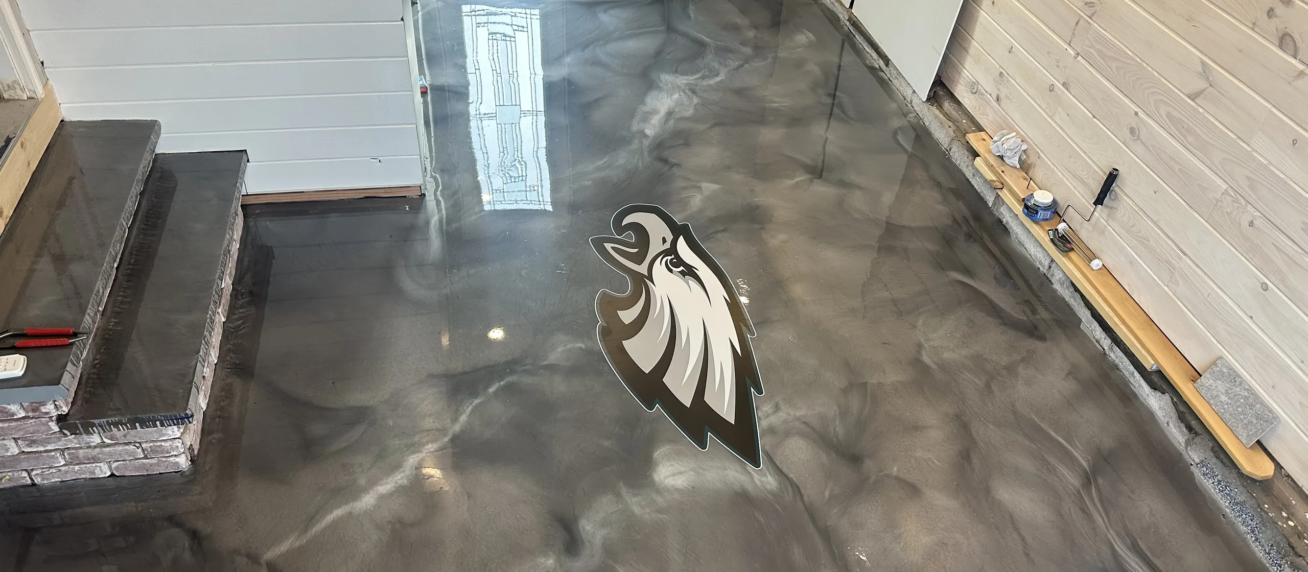 Custom metallic epoxy floor hand poured by Liberty Epoxy in South Jersey